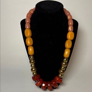 Unbranded Warm Tone  Multicolor Acrylic Beaded Statement Necklace 23” with ext